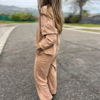 Trendy Women’s Sports Suit – Casual Hoodie & Lace-Up Pants Set