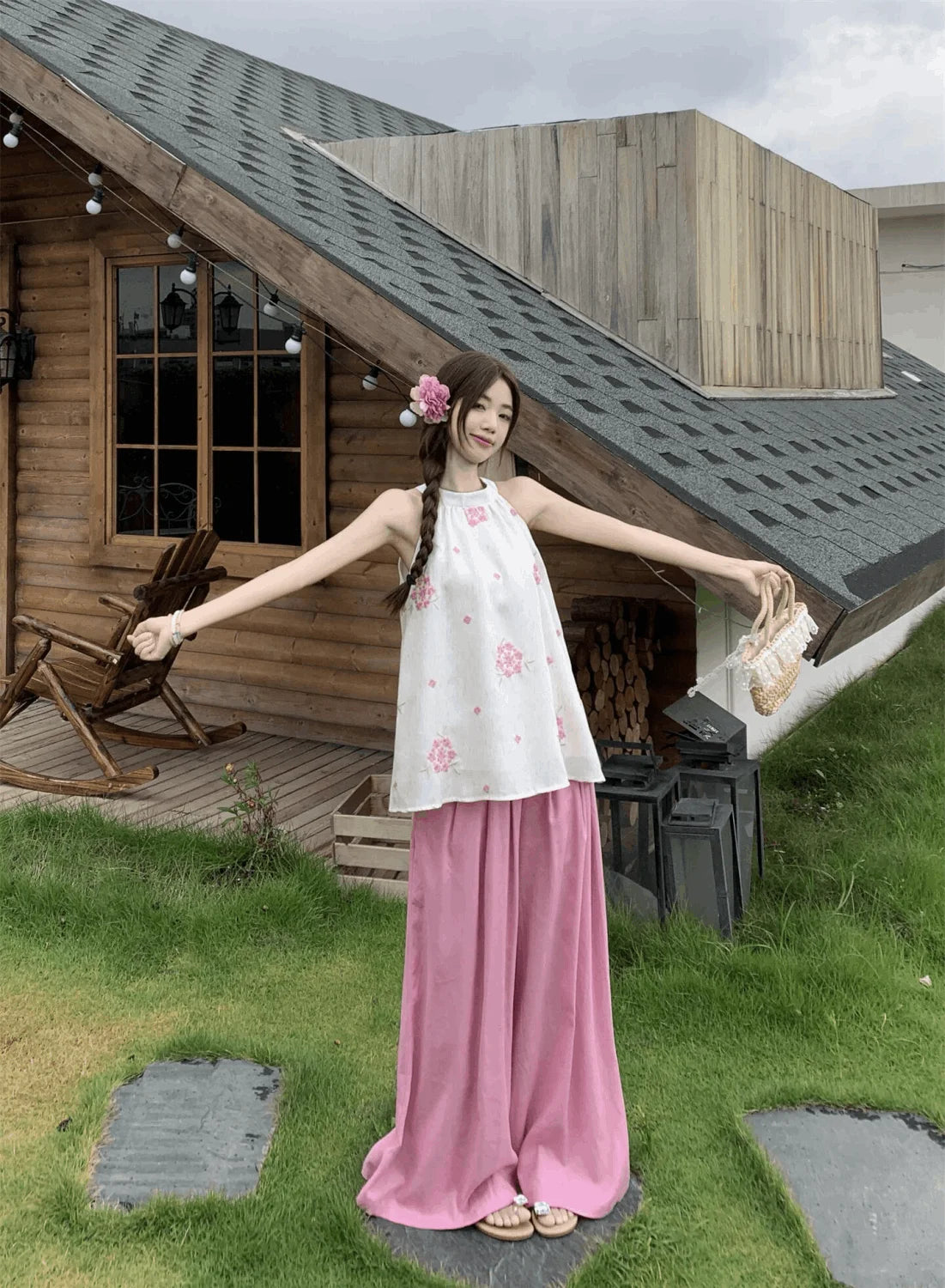 Women’s Stylish Two-Piece – Printed Sleeveless Top & Pants