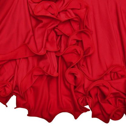 Absobe Ruffle Mini Dress - V-Neck A-Line Bodycon with Asymmetrical Buttons