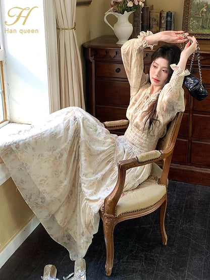 Trendy Women’s Beach Dress – Bohemian Long Sleeve Chiffon Dress