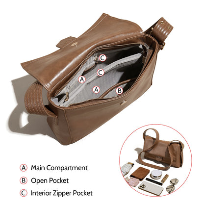 Autumn Winter Women’s Tote Bag – FOXER Simple Split Leather Crossbody Bag