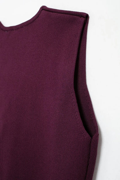 Wine Red Knitted Vest & High Waist Long Skirt – TRAFZA 2025 Women’s Set