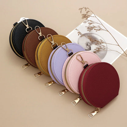 Cute Circular Zipper Coin Purse – Student Card Holder & Key Pouch