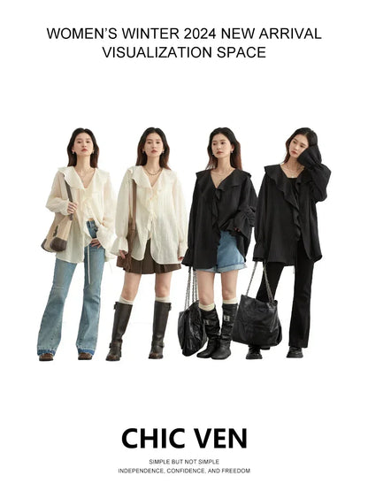 Spring & Summer Must-Have – V-Neck Lace-Up Blouse