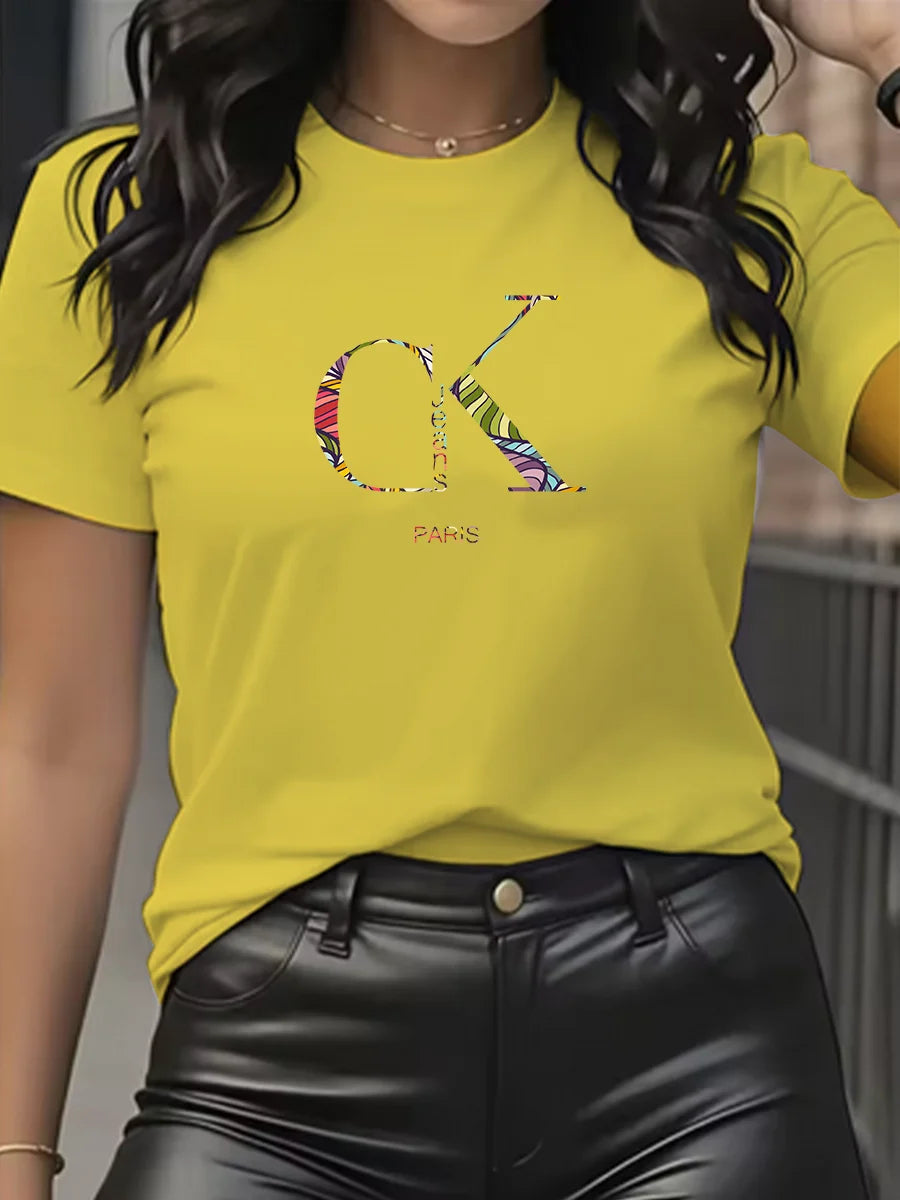 Chic & Casual – Women’s Luxury Cartoon Crew Neck Tee