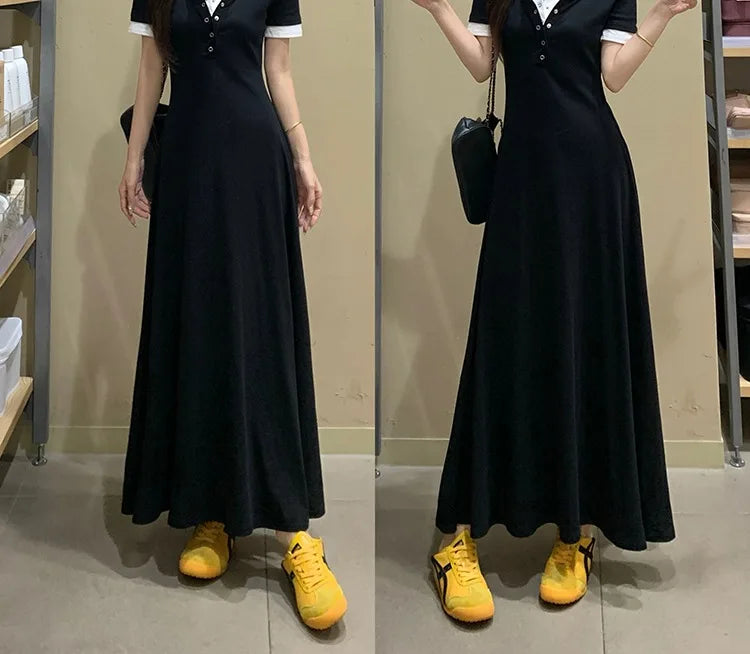 Women’s Stylish Summer Dress – Slim Belly Covering Fake Two-Piece