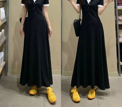Women’s Stylish Summer Dress – Slim Belly Covering Fake Two-Piece