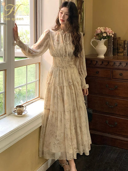 Trendy Women’s Beach Dress – Bohemian Long Sleeve Chiffon Dress
