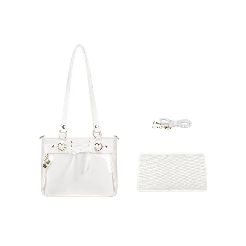 Square Love Heart Handbag – Women’s Bandage Bow Shoulder Bag