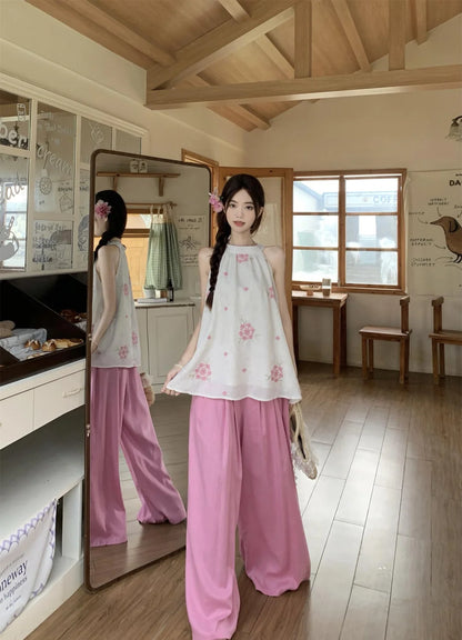 Women’s Stylish Two-Piece – Printed Sleeveless Top & Pants