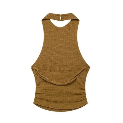 Casual Chic Two-Piece – Halter Top & Straight Pants for Women