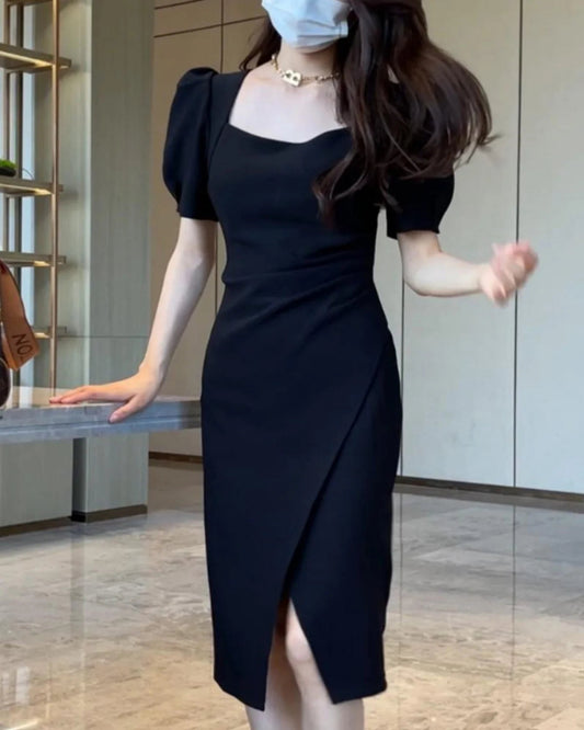 Street Style Summer Dress – Slimming Split Skirt High Waist Midi