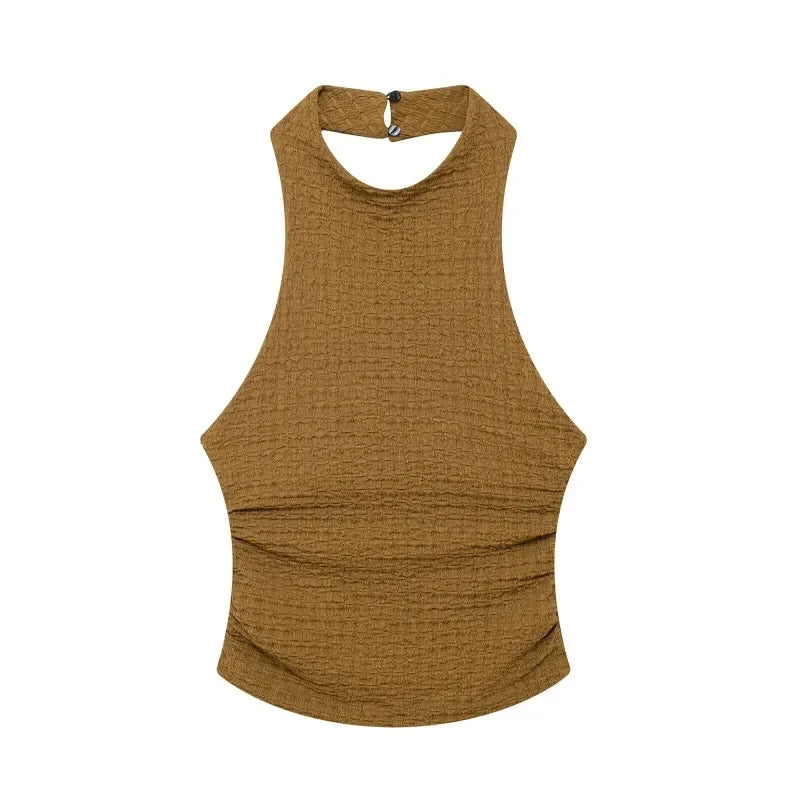 Casual Chic Two-Piece – Halter Top & Straight Pants for Women