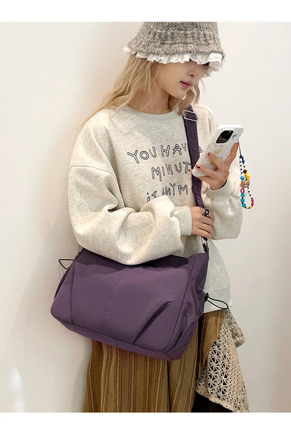 Lightweight Ladies Shoulder Bag – Solid Color Waterproof Crossbody Bag