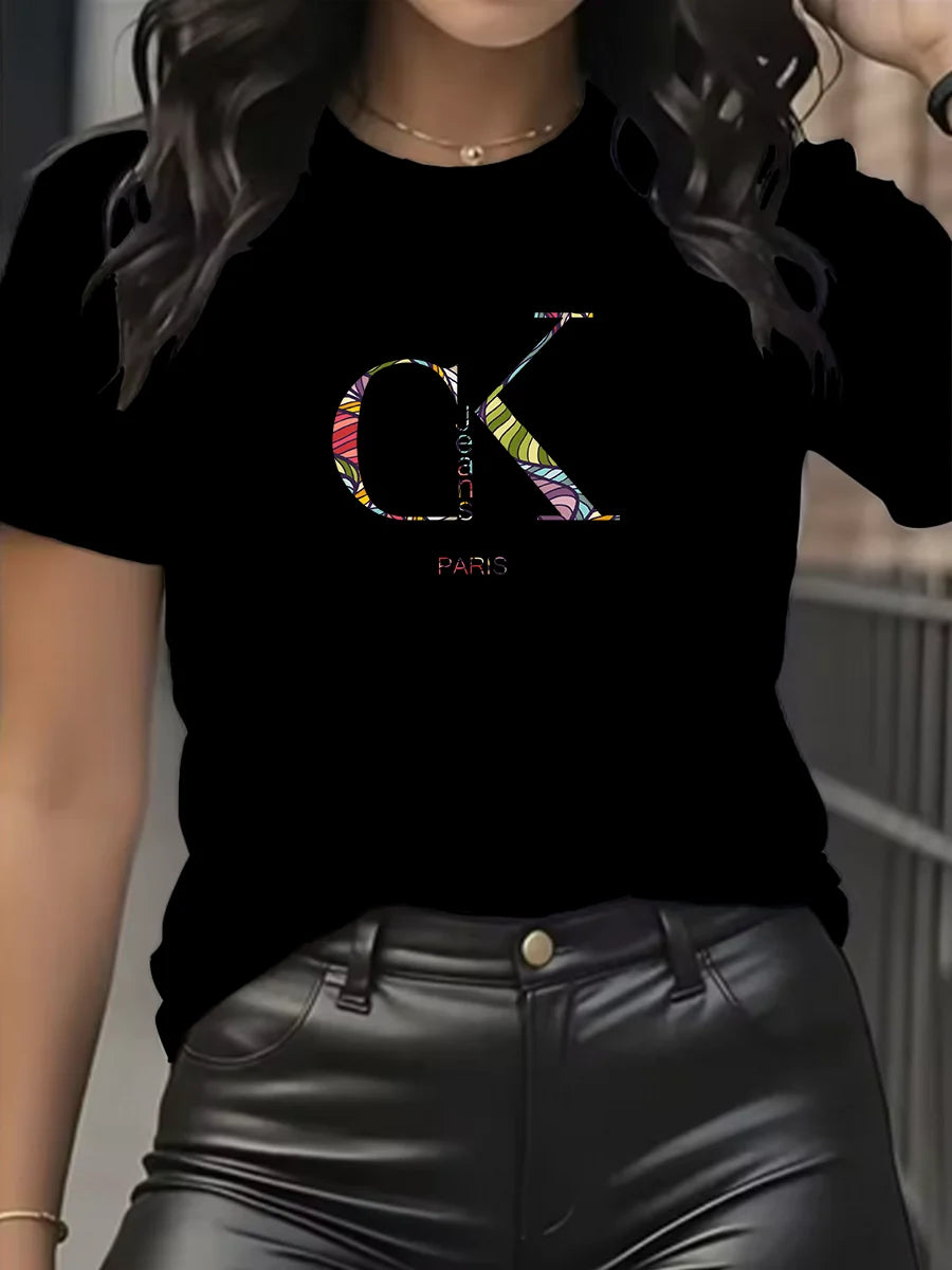 Chic & Casual – Women’s Luxury Cartoon Crew Neck Tee