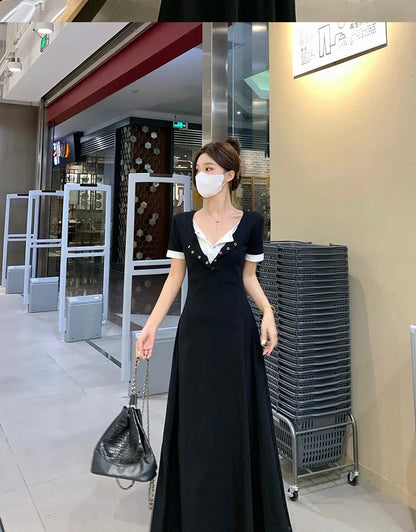 Women’s Stylish Summer Dress – Slim Belly Covering Fake Two-Piece