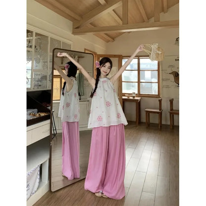 Women’s Stylish Two-Piece – Printed Sleeveless Top & Pants
