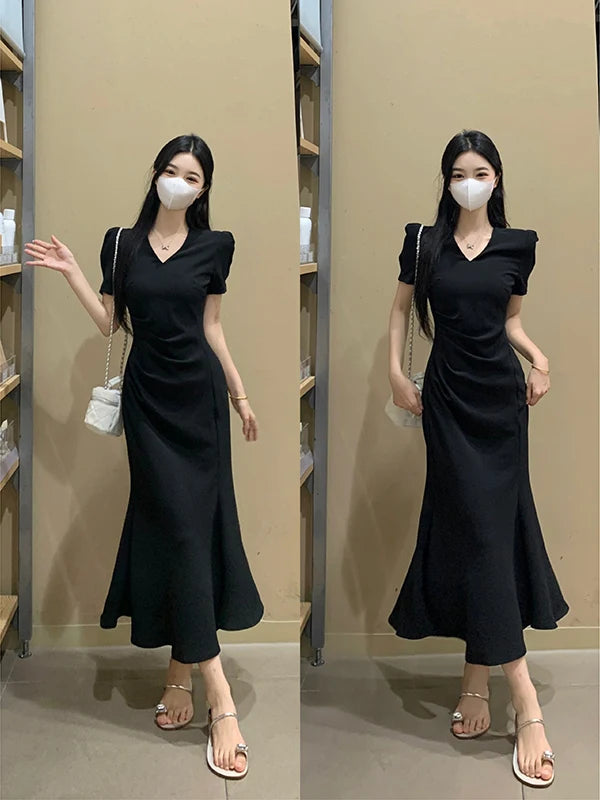 Street Style Summer Dress – Plus Size V-Neck Long Skirt Dress