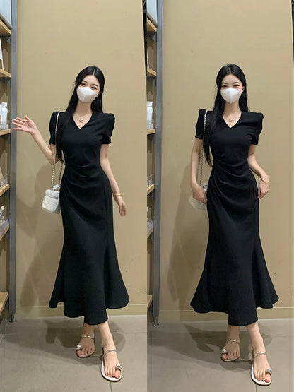 Street Style Summer Dress – Plus Size V-Neck Long Skirt Dress