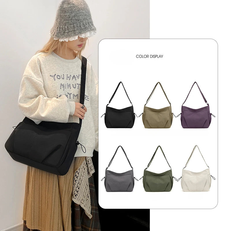 Lightweight Ladies Shoulder Bag – Solid Color Waterproof Crossbody Bag