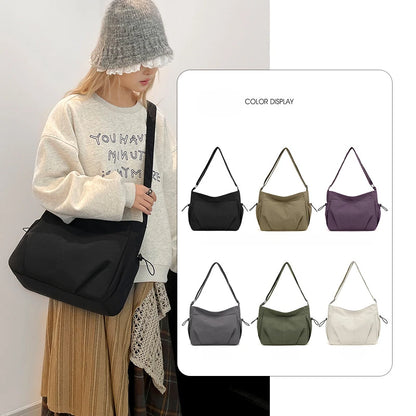 Lightweight Ladies Shoulder Bag – Solid Color Waterproof Crossbody Bag