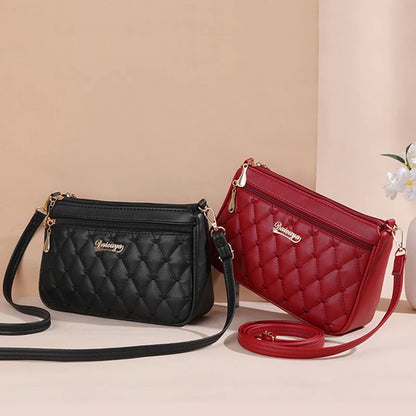 Women’s Leather Handbag – Embroidered Messenger Bag for Daily Use
