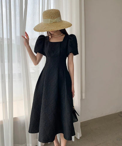 Elegant One-Piece Dress – Classy Black Vintage Midi Dress