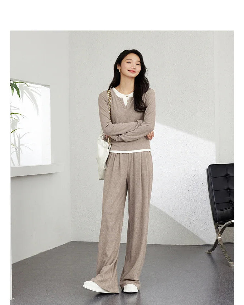 Casual Women’s Tracksuit – VIMLY Two-Piece with Loose Fit Pants