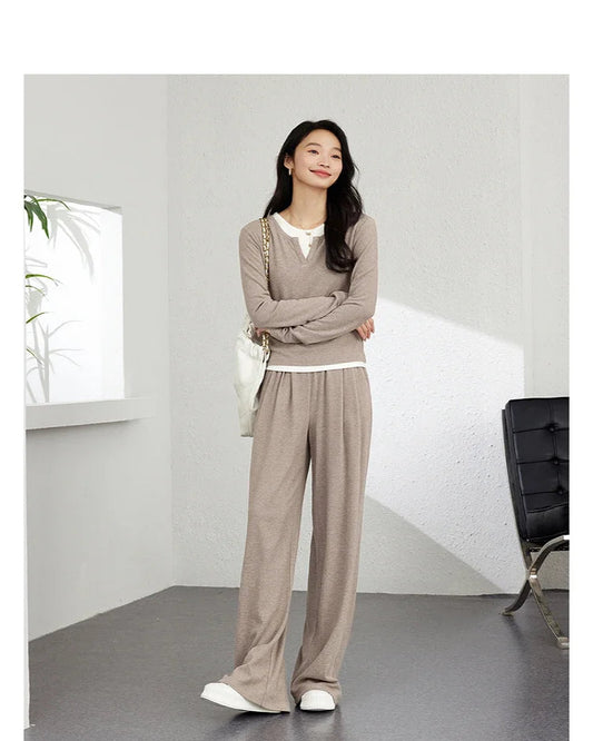 Casual Women’s Tracksuit – VIMLY Two-Piece with Loose Fit Pants