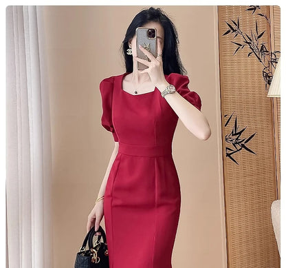 Women’s Stylish Summer Dress – High Waist Slimming Korean Dress