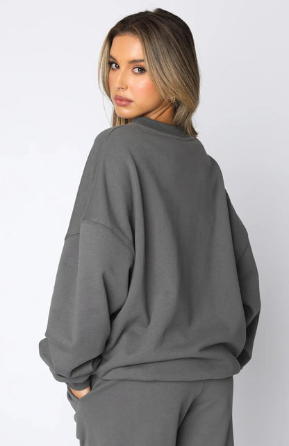 Fashion Women’s Tracksuit – Round Neck Hoodie with Lace-Up Pants