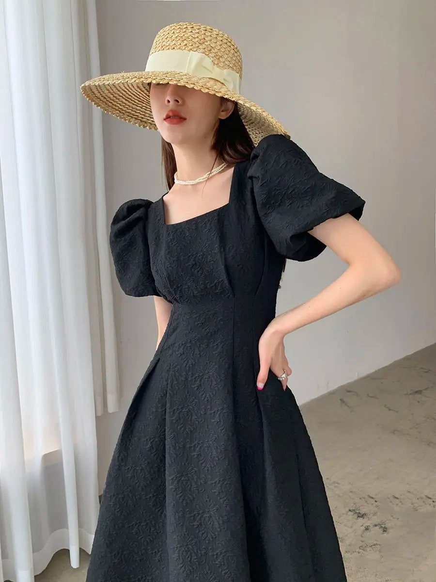 Elegant One-Piece Dress – Classy Black Vintage Midi Dress