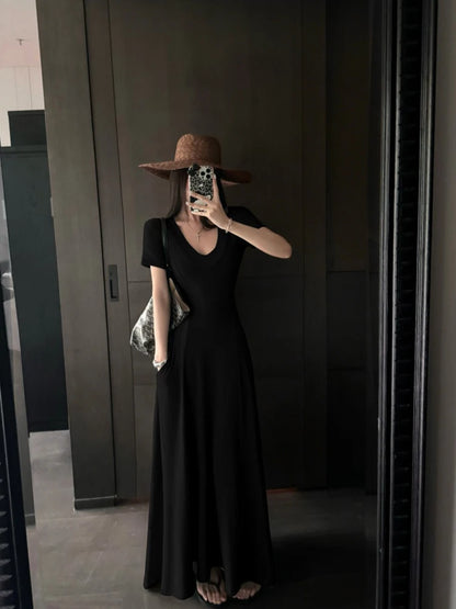Street Style Women’s Dress – Slimming V-Neck High Waist A-Line Dress