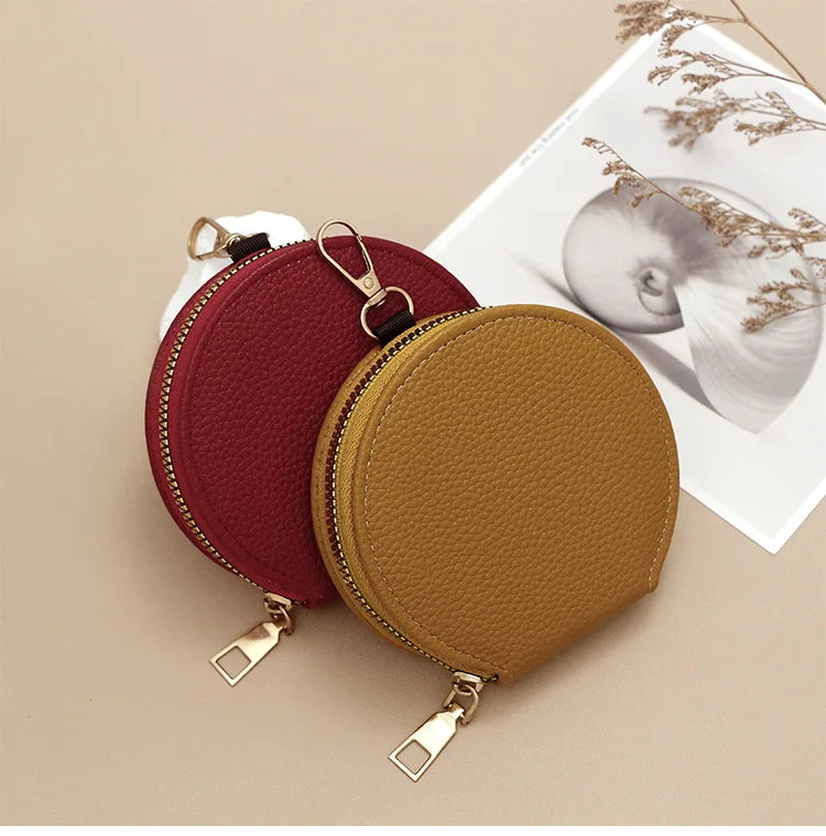 Cute Circular Zipper Coin Purse – Student Card Holder & Key Pouch