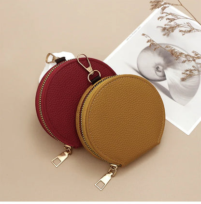Cute Circular Zipper Coin Purse – Student Card Holder & Key Pouch