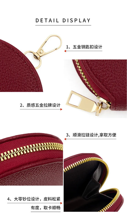 Cute Circular Zipper Coin Purse – Student Card Holder & Key Pouch