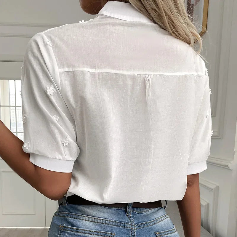 Limited Edition – Hollow-Out V-Neck Cotton Top for Women