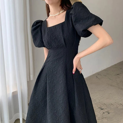 Elegant One-Piece Dress – Classy Black Vintage Midi Dress