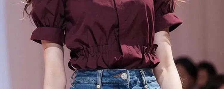 Chic & Trendy – Women’s Wine Red French Design Top