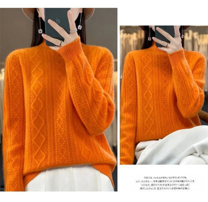 Korean Style Women’s Sweater – 100% Merino Wool Turtleneck Top