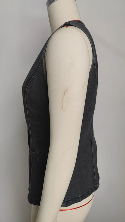 Trendy Two-Piece Set – Sleeveless Darted Vest with Wide-Leg Trousers