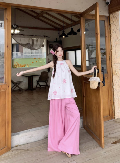 Women’s Stylish Two-Piece – Printed Sleeveless Top & Pants