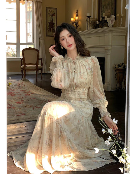 Trendy Women’s Beach Dress – Bohemian Long Sleeve Chiffon Dress