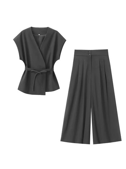2025 Spring Summer 2-Piece Commuter Suit – Women’s Sleeveless Top & Pants