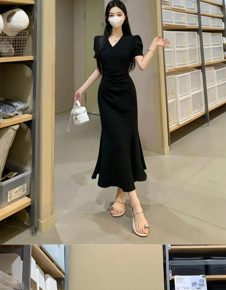 Street Style Summer Dress – Plus Size V-Neck Long Skirt Dress