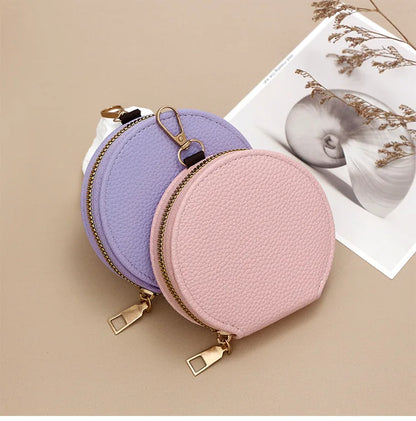 Cute Circular Zipper Coin Purse – Student Card Holder & Key Pouch