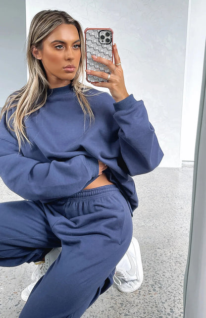 Fashion Women’s Tracksuit – Round Neck Hoodie with Lace-Up Pants