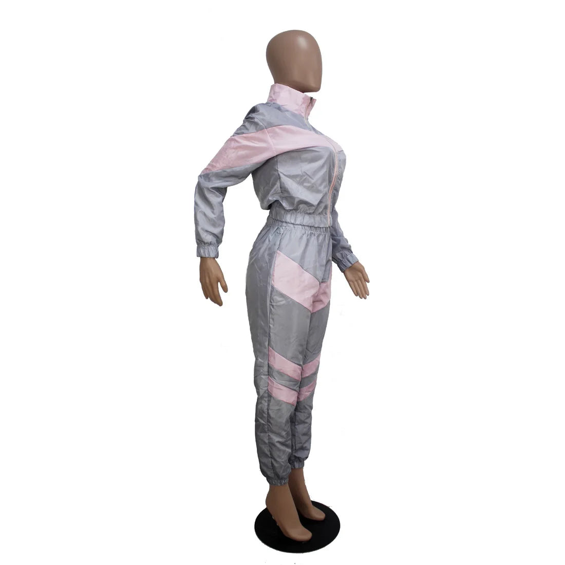 Casual Sports Set – Women’s Color-Block Windbreaker with Joggers