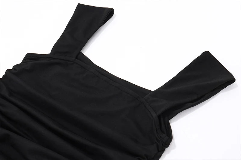 Casual Elegant Summer Dress – High-Waist Solid Ruched Maxi Dress