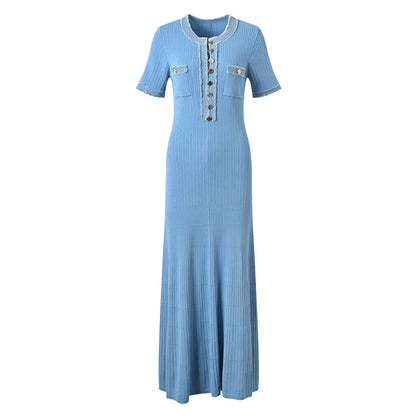 Everyday Style – Elegant Contrasting Knit Maxi Dress for Women